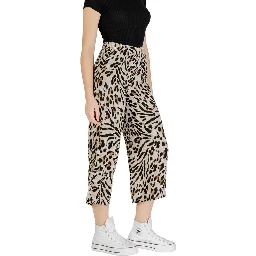 Beige Viscose Cropped Pants