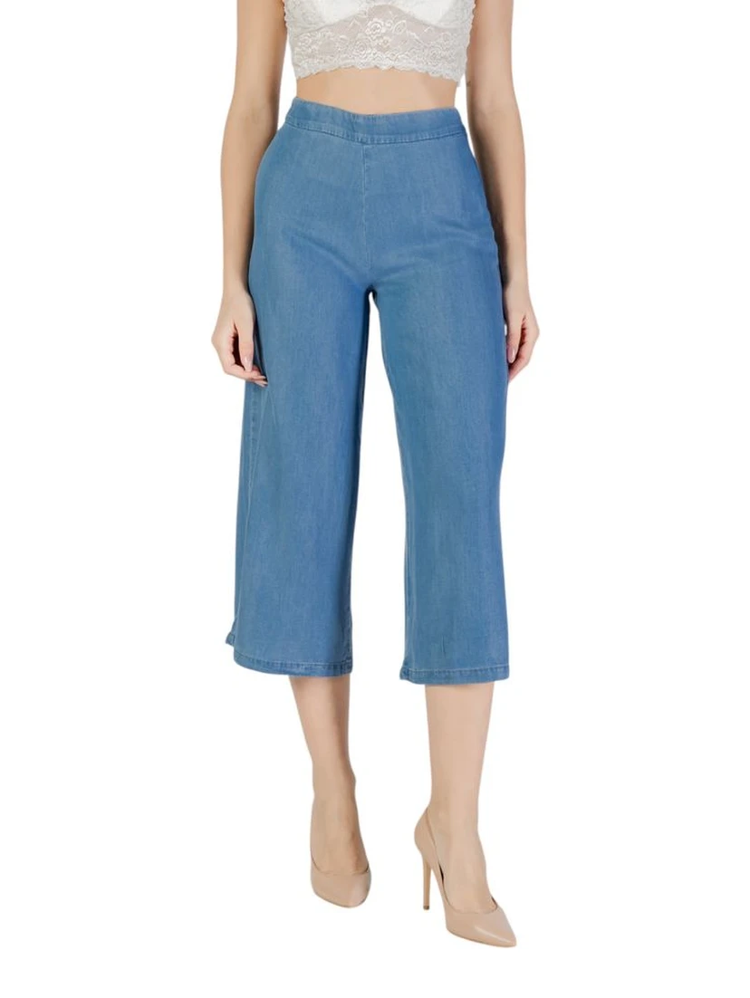 Blue Lyocell Cropped Pants
