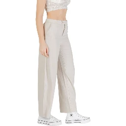 Beige Viscose Casual Pants