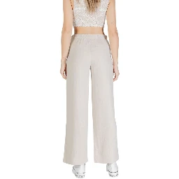 Beige Viscose Casual Pants