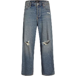 بنطلون جينز أزرق قطني بقصة مريحة