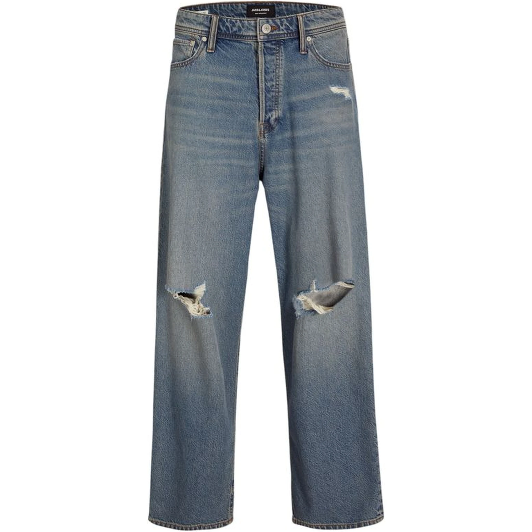 بنطلون جينز أزرق قطني بقصة مريحة