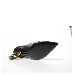 Black Leather Logo Heels Mary Janes Pumps Shoes