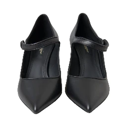 Black Leather Logo Heels Mary Janes Pumps Shoes
