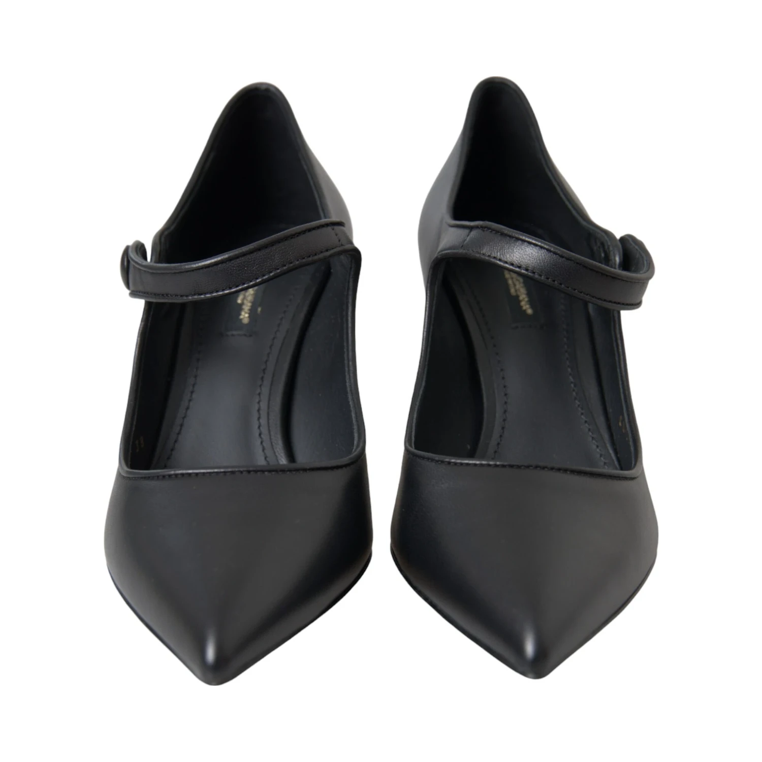 Black Leather Logo Heels Mary Janes Pumps Shoes