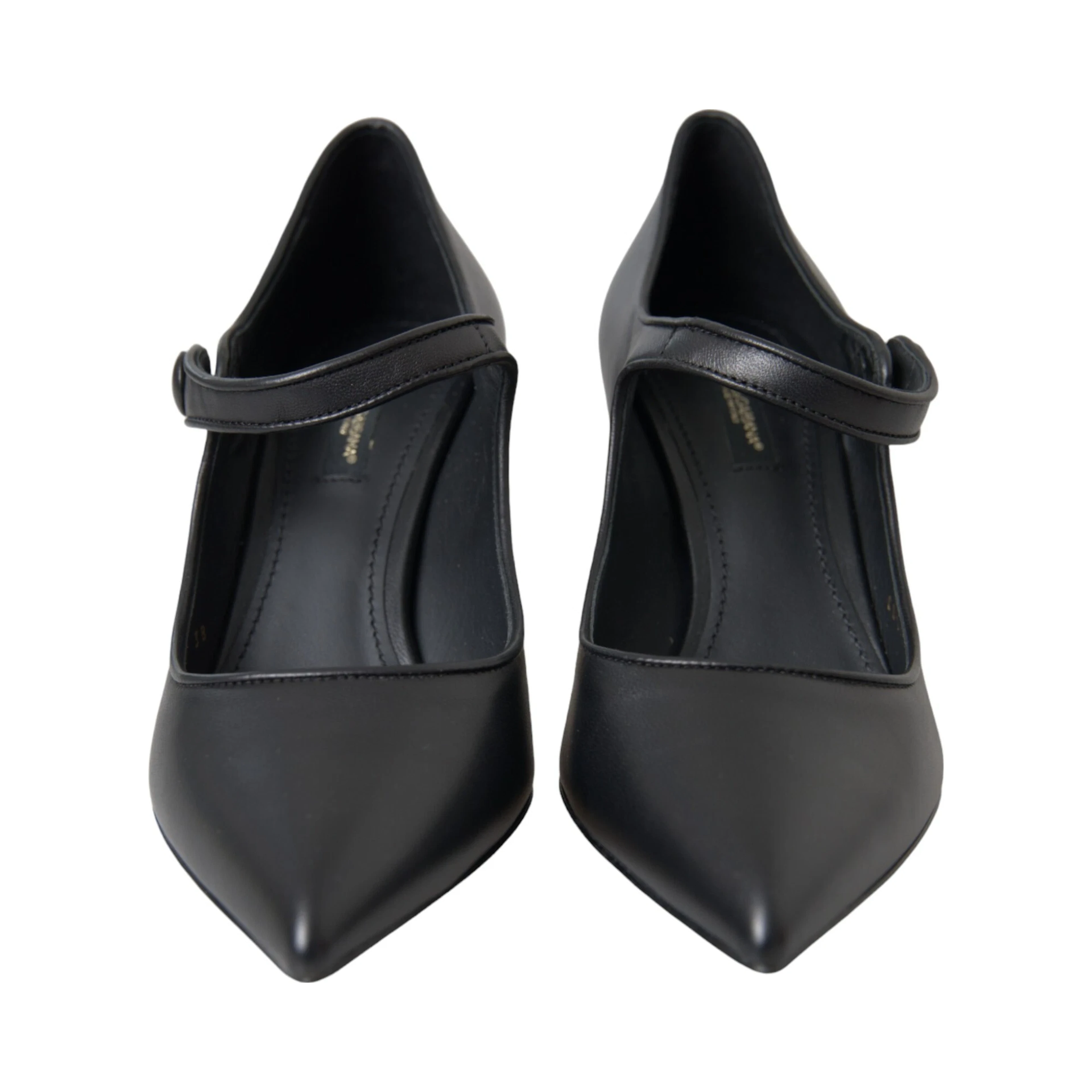 Black Leather Logo Heels Mary Janes Pumps Shoes