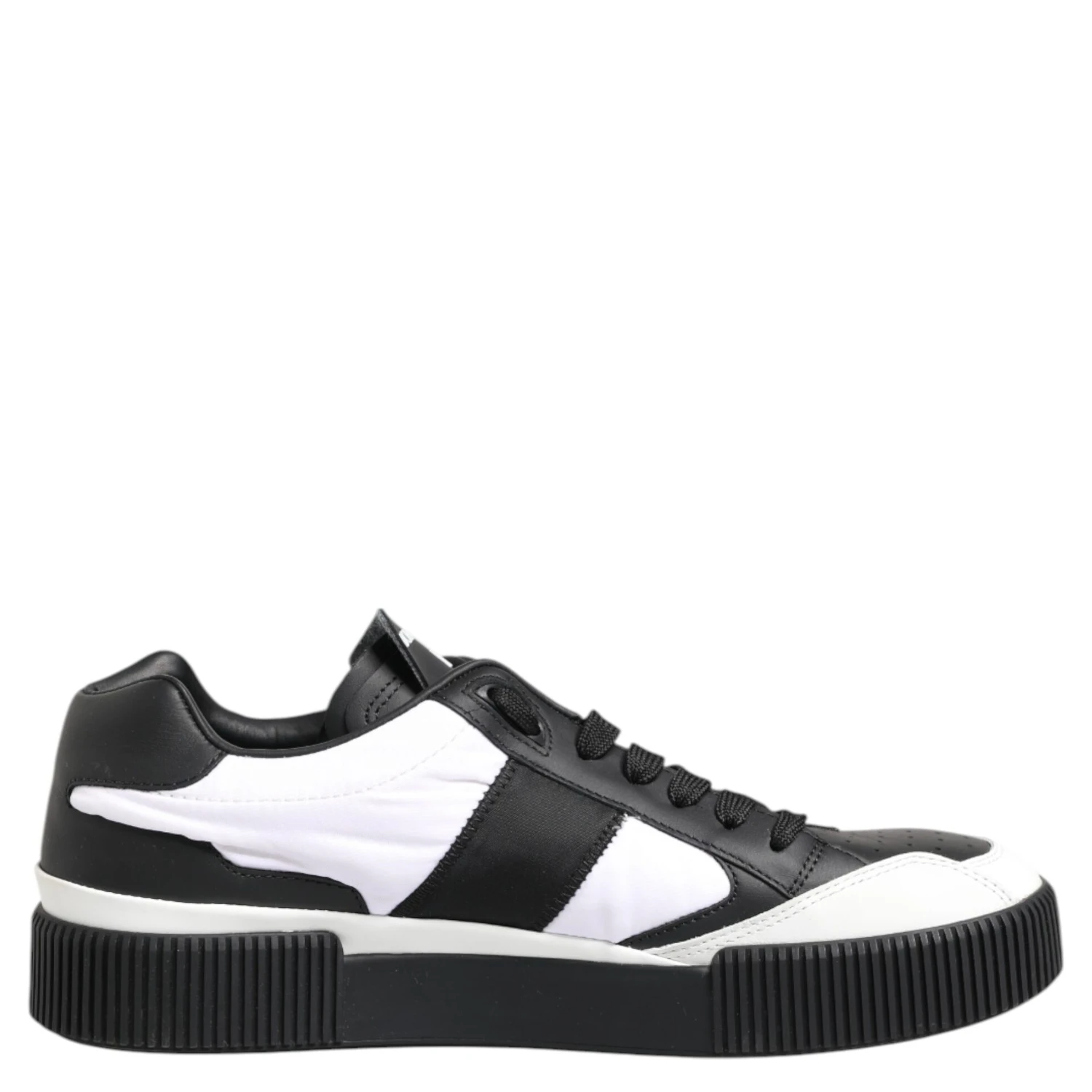Black White Leather MIAMI Low Top Sneakers Shoes