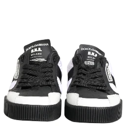 Black White Leather MIAMI Low Top Sneakers Shoes