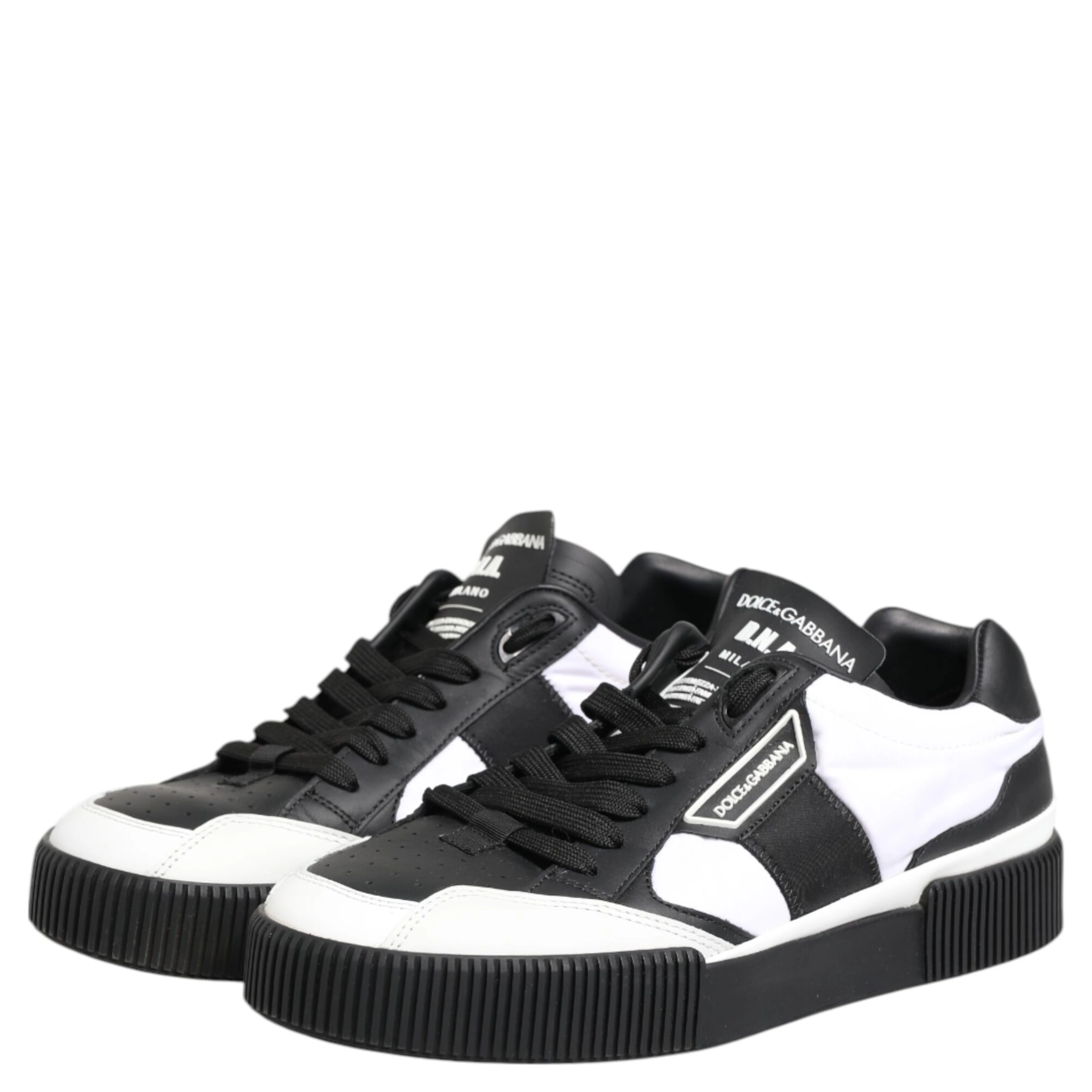Black White Leather MIAMI Low Top Sneakers Shoes