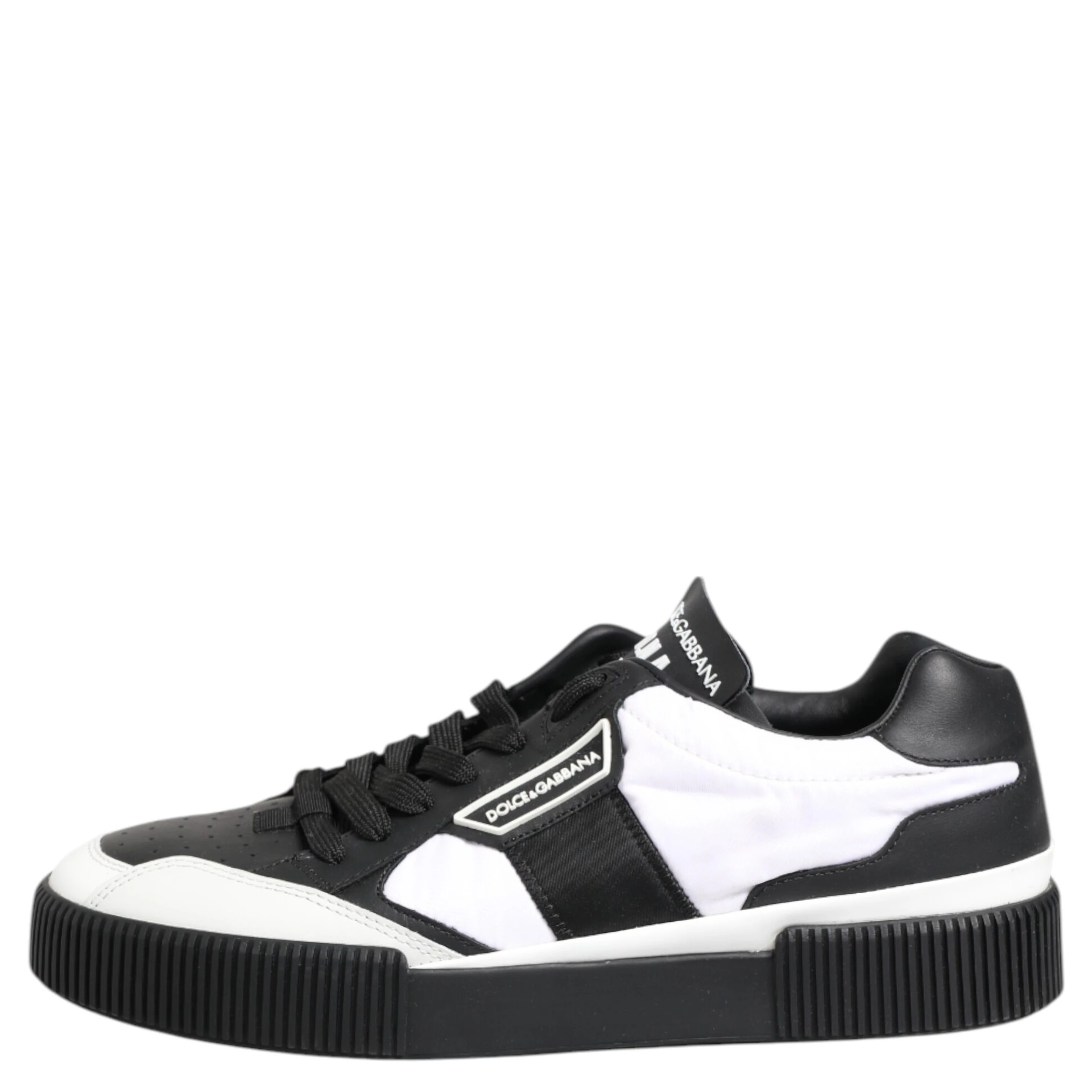Black White Leather MIAMI Low Top Sneakers Shoes