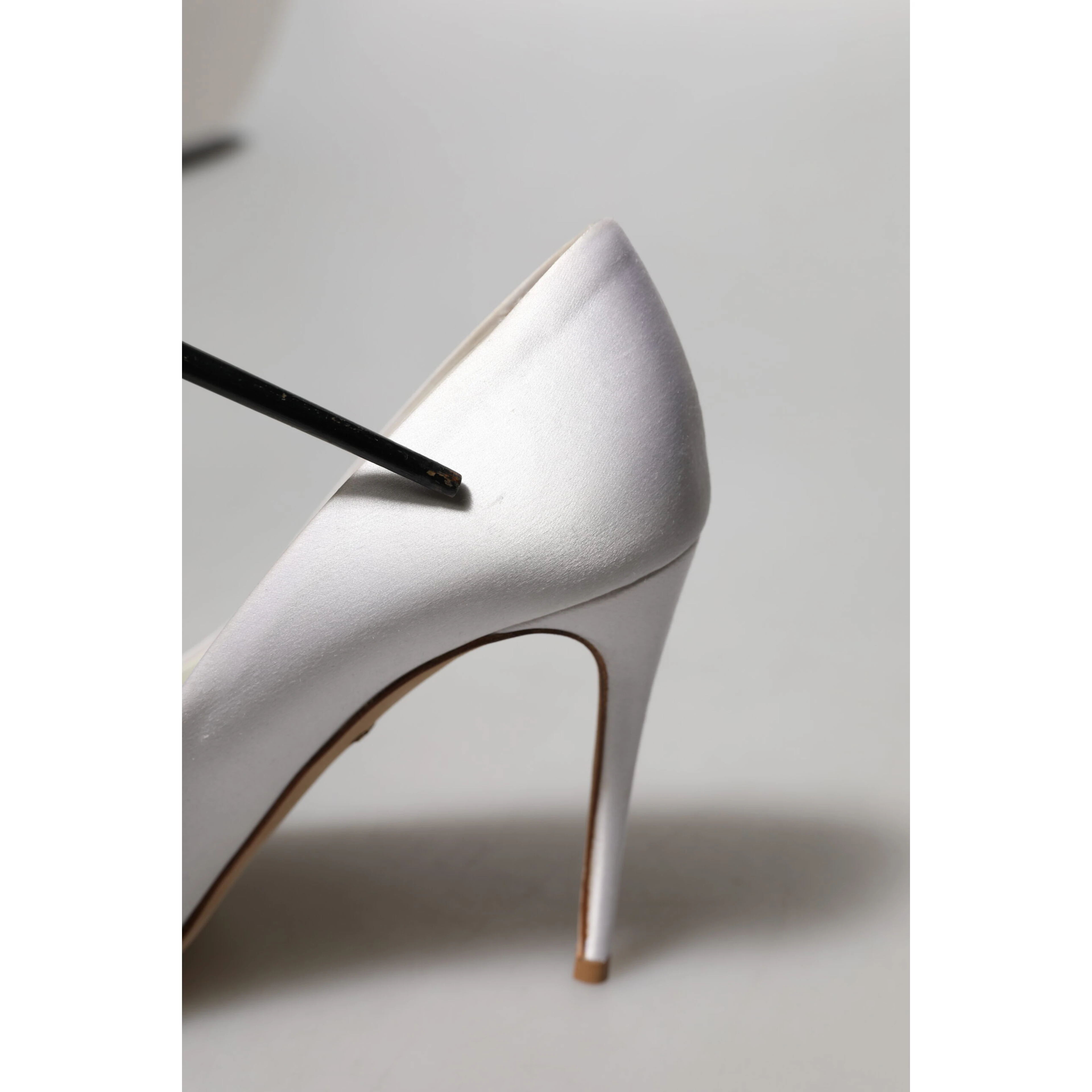 White Crystals Peep Toe Satin Pumps Shoes