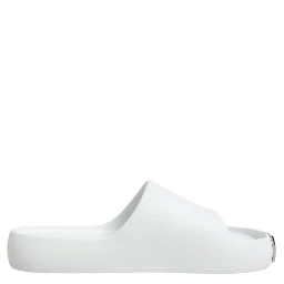 White Logo Slides Sandals Men Beachwear Shoes