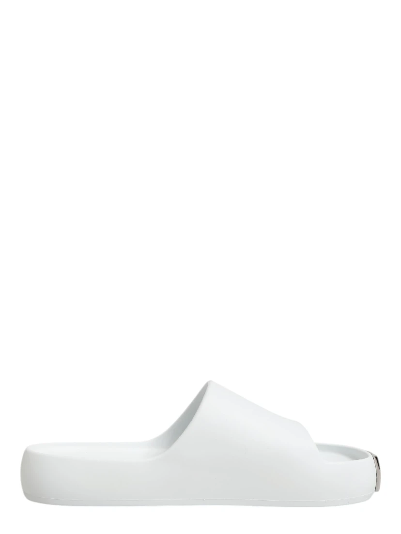 White Logo Slides Sandals Men Beachwear Shoes