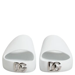 White Logo Slides Sandals Men Beachwear Shoes