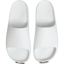 White Logo Slides Sandals Men Beachwear Shoes