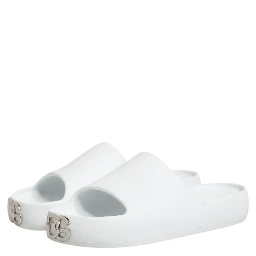 White Logo Slides Sandals Men Beachwear Shoes