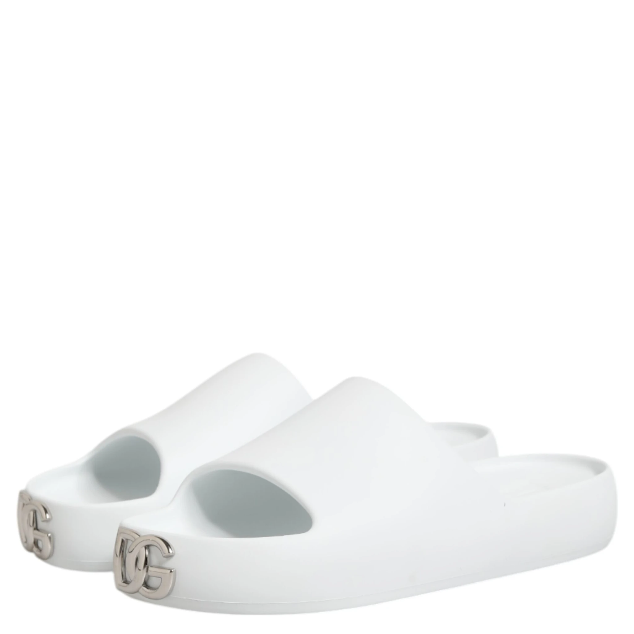 White Logo Slides Sandals Men Beachwear Shoes