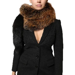Brown Red Fox Fur Neck Cashmere Warmer Scarf