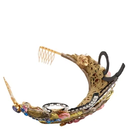 Gold Brass Crystal Embellished Headpiece Crown Diadem Tiara