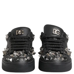 Black Portofino Studded Men Sneakers Shoes