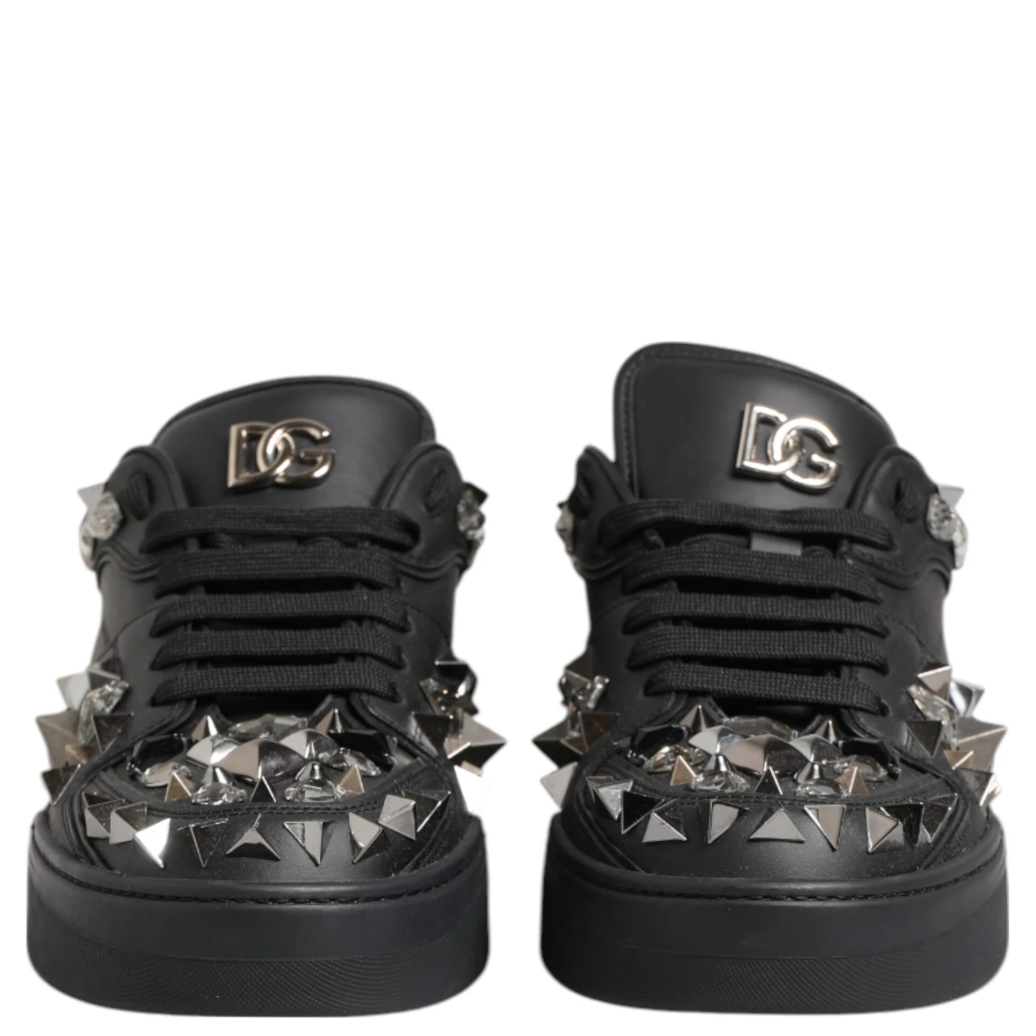 Black Portofino Studded Men Sneakers Shoes