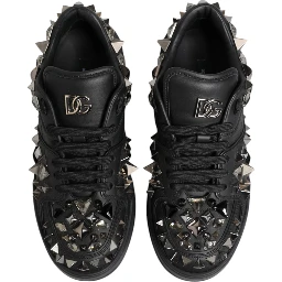 Black Portofino Studded Men Sneakers Shoes
