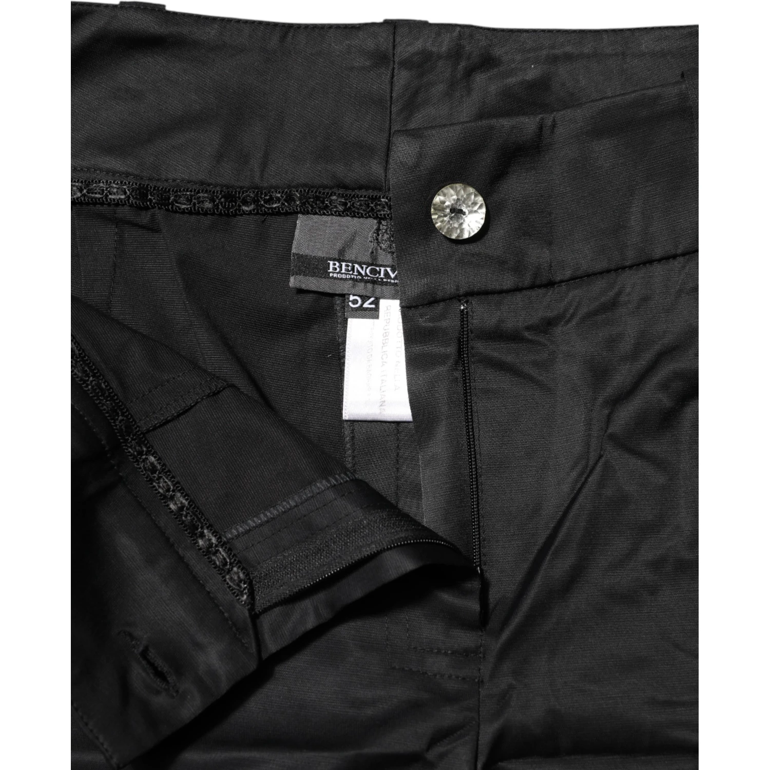 Black Cotton Blend Cropped Straight Leg Pants