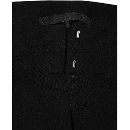 Black Viscose Acetate Blend Straight Leg High Waist Pants