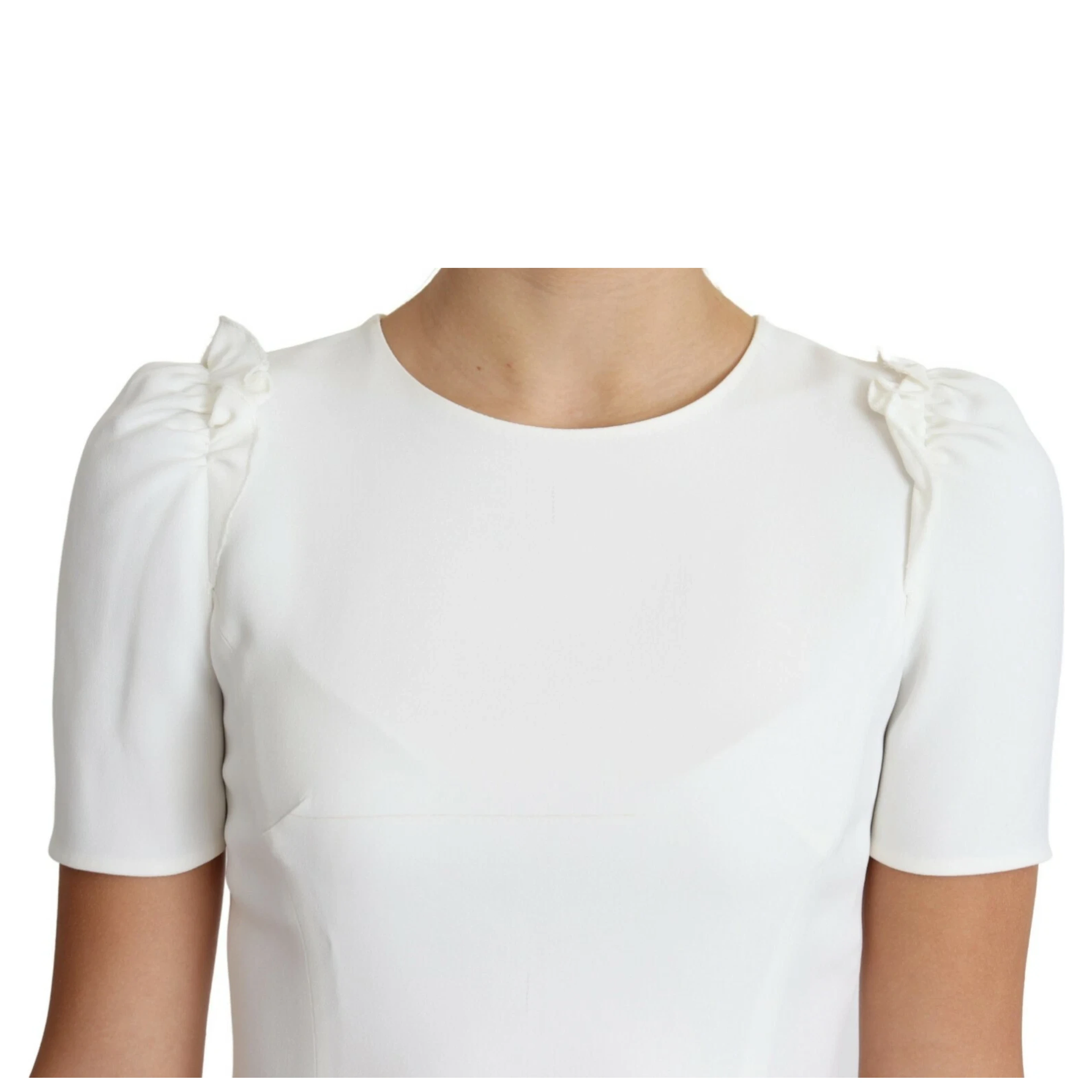 White Viscose Acetate Short Sleeve Blouse Top