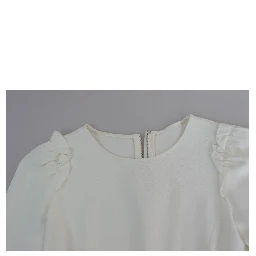White Viscose Acetate Short Sleeve Blouse Top