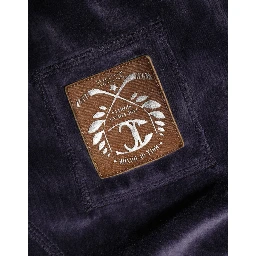Purple Cotton Blend Velvet Zip-Up Hoodie Sweatshirt Sweater
