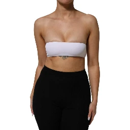 White Nylon Blend Bandeau Strapless Tube Top