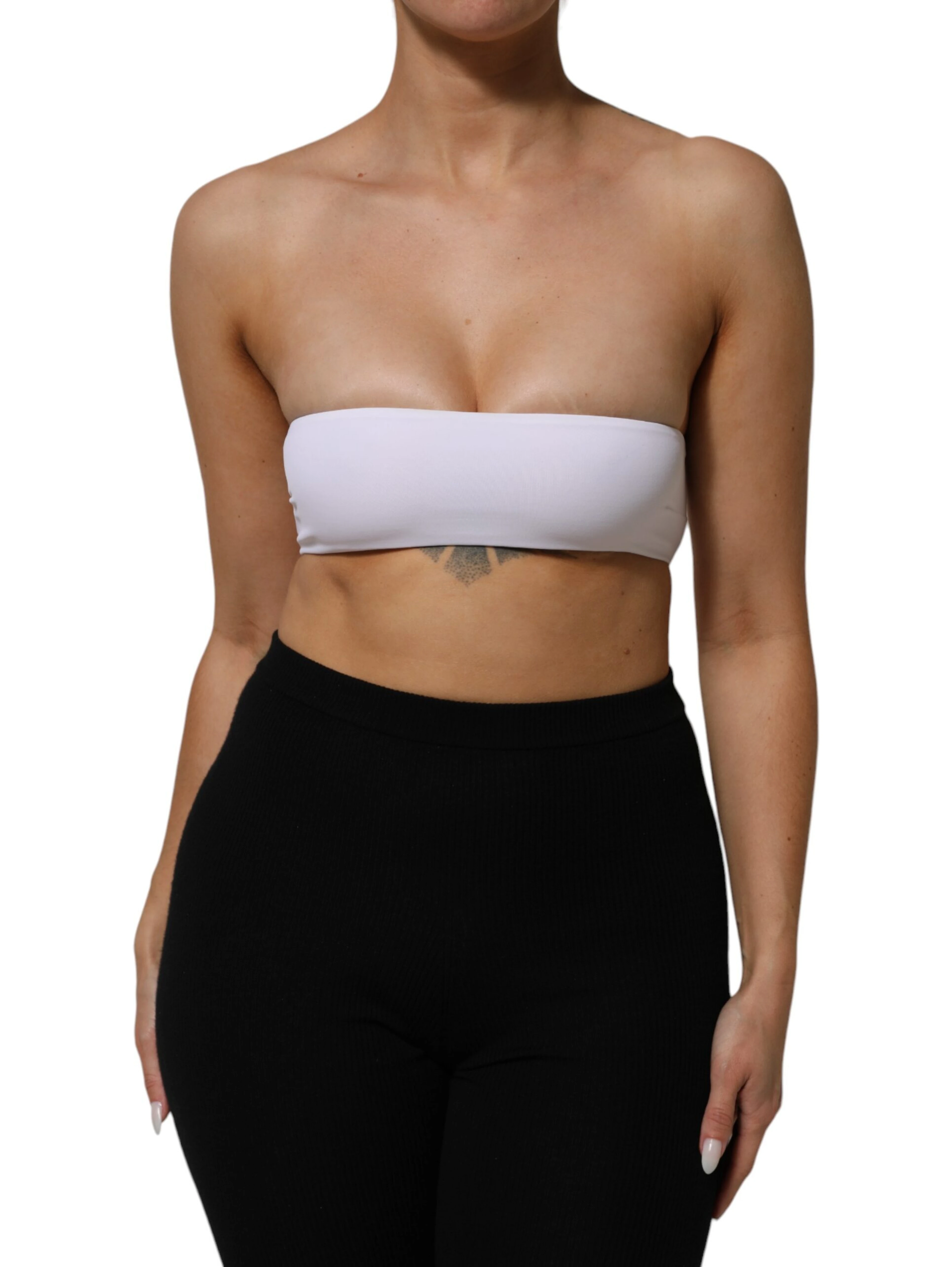 White Nylon Blend Bandeau Strapless Tube Top
