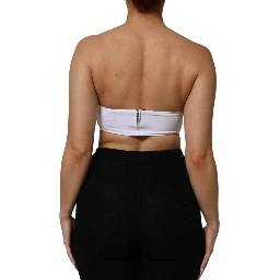 White Nylon Blend Bandeau Strapless Tube Top