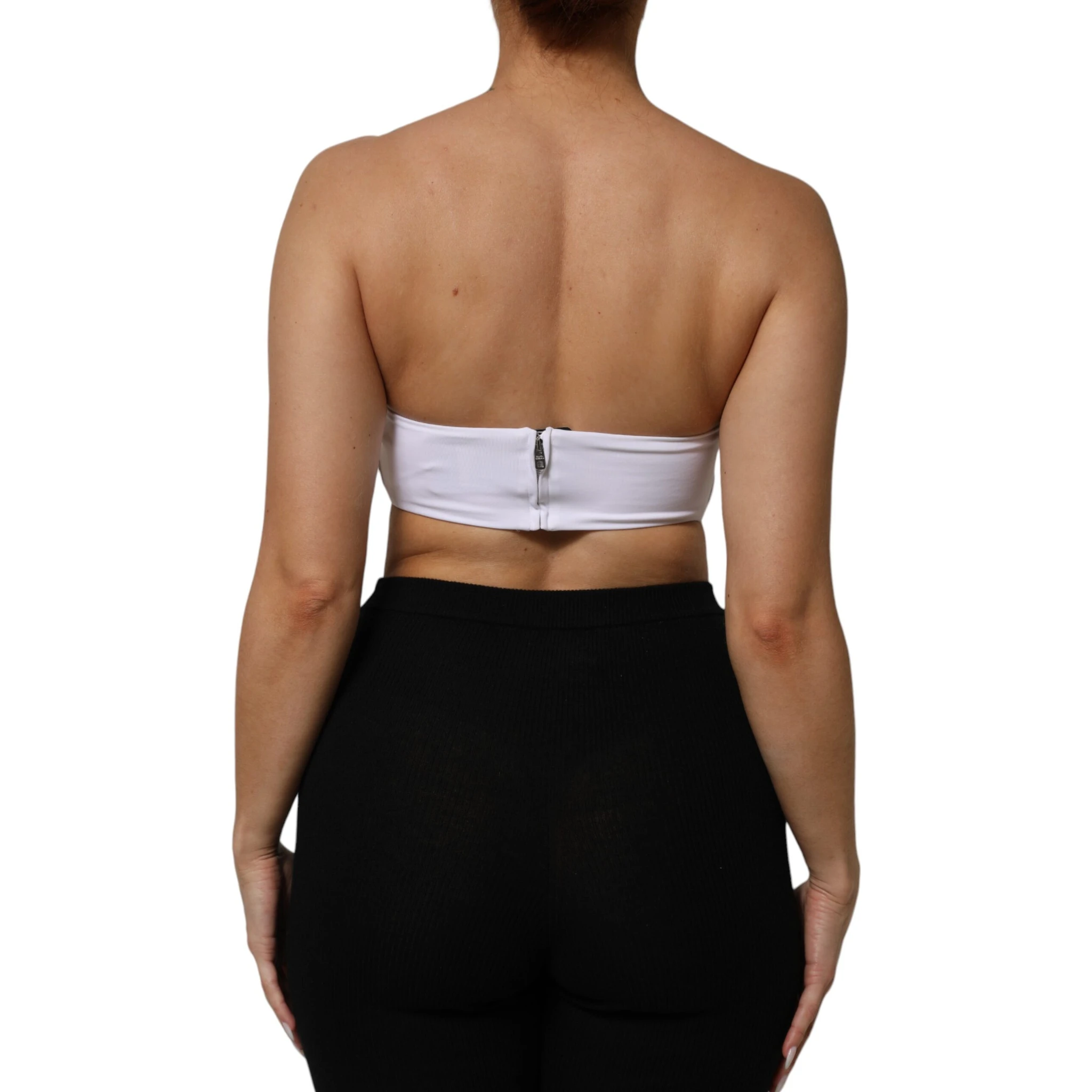 White Nylon Blend Bandeau Strapless Tube Top