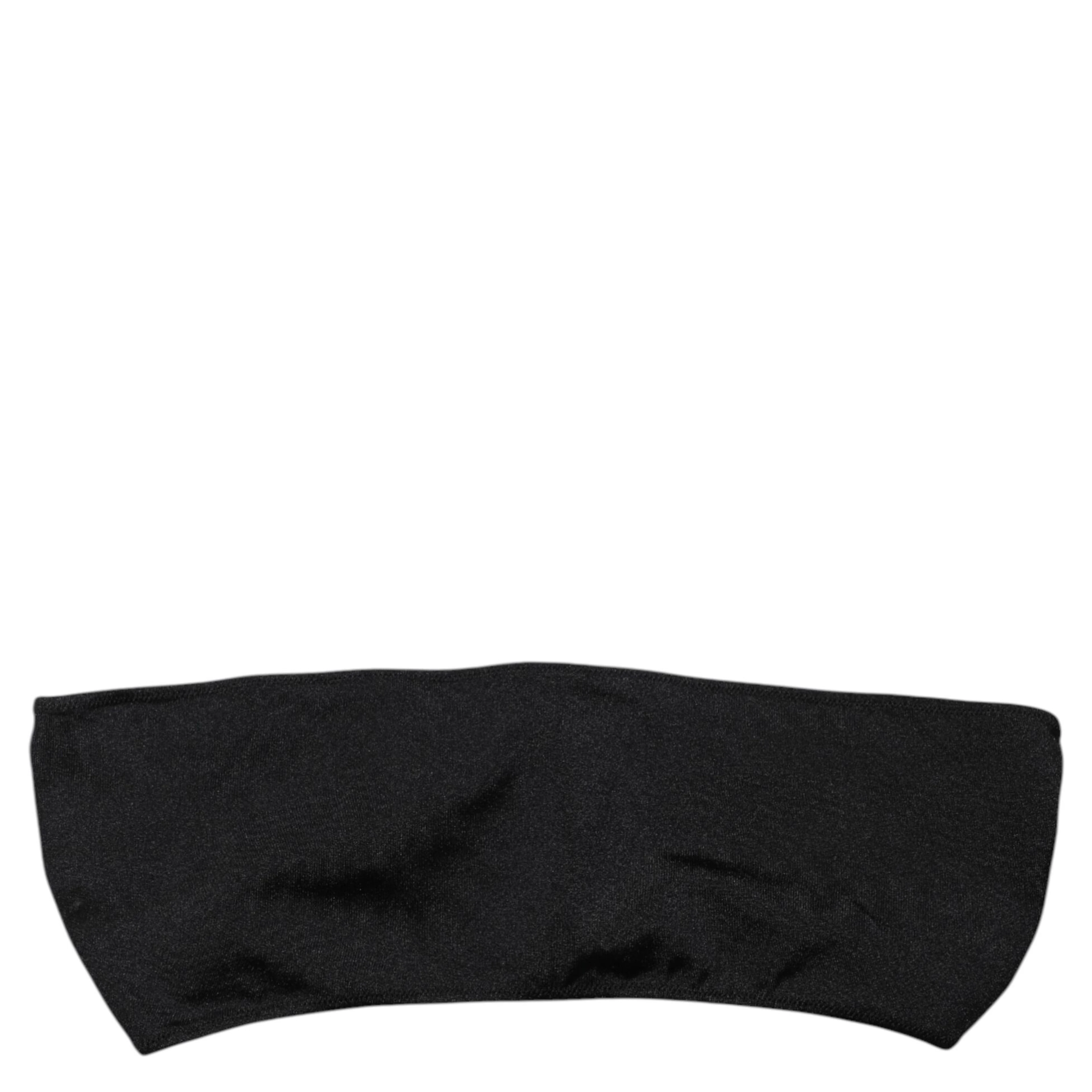 Black Nylon Blend Bandeau Strapless Tube Top