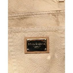 Beige Cotton Loose Tattered Men Denim Jeans