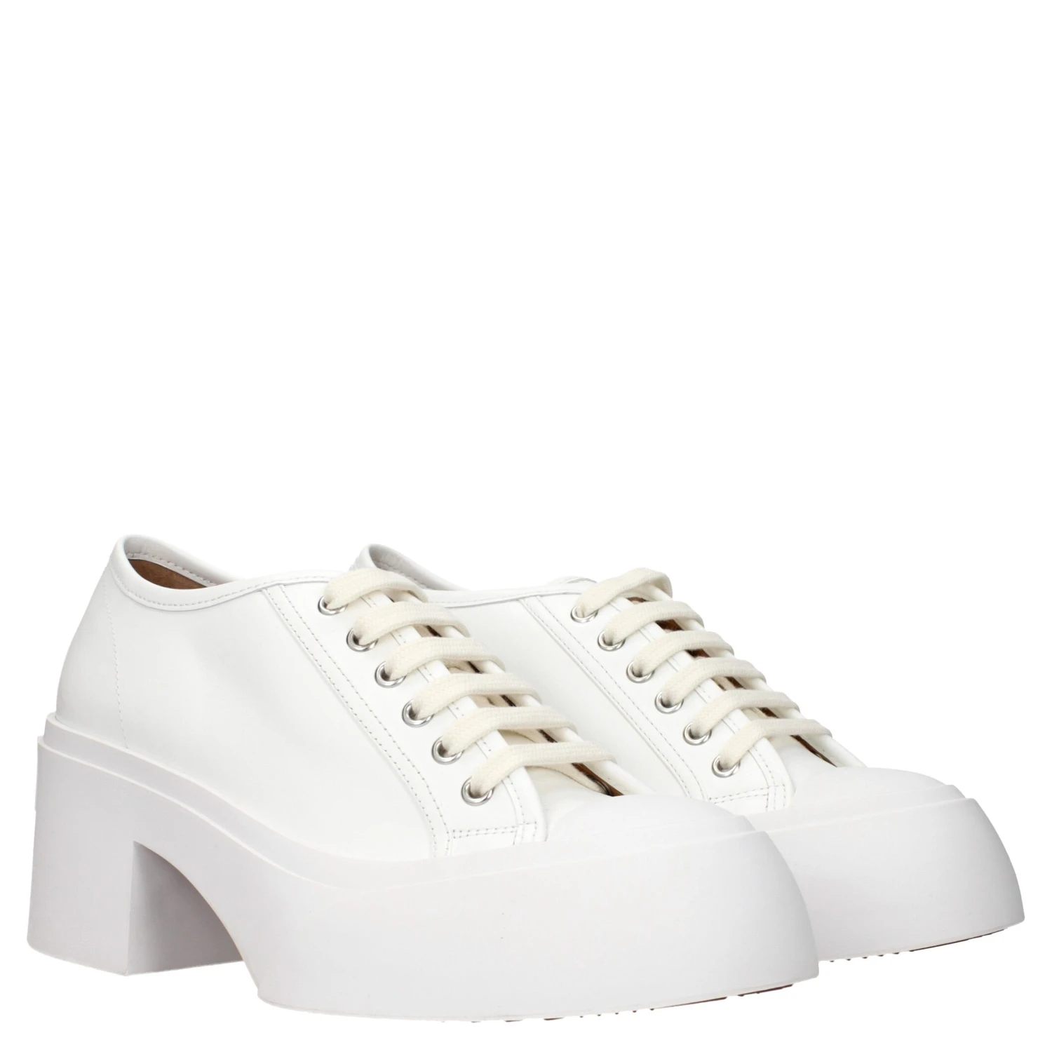 White Leather Platform Sneakers
