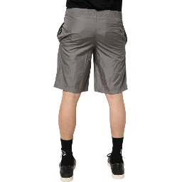 Light Gray Nylon Elastic Waist Shorts Swimwear