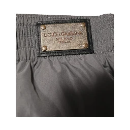 Light Gray Nylon Elastic Waist Shorts Swimwear