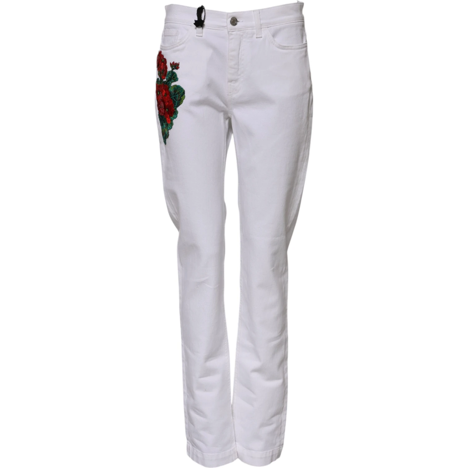 White Floral Sequined Embroid GIRLY Denim Jeans