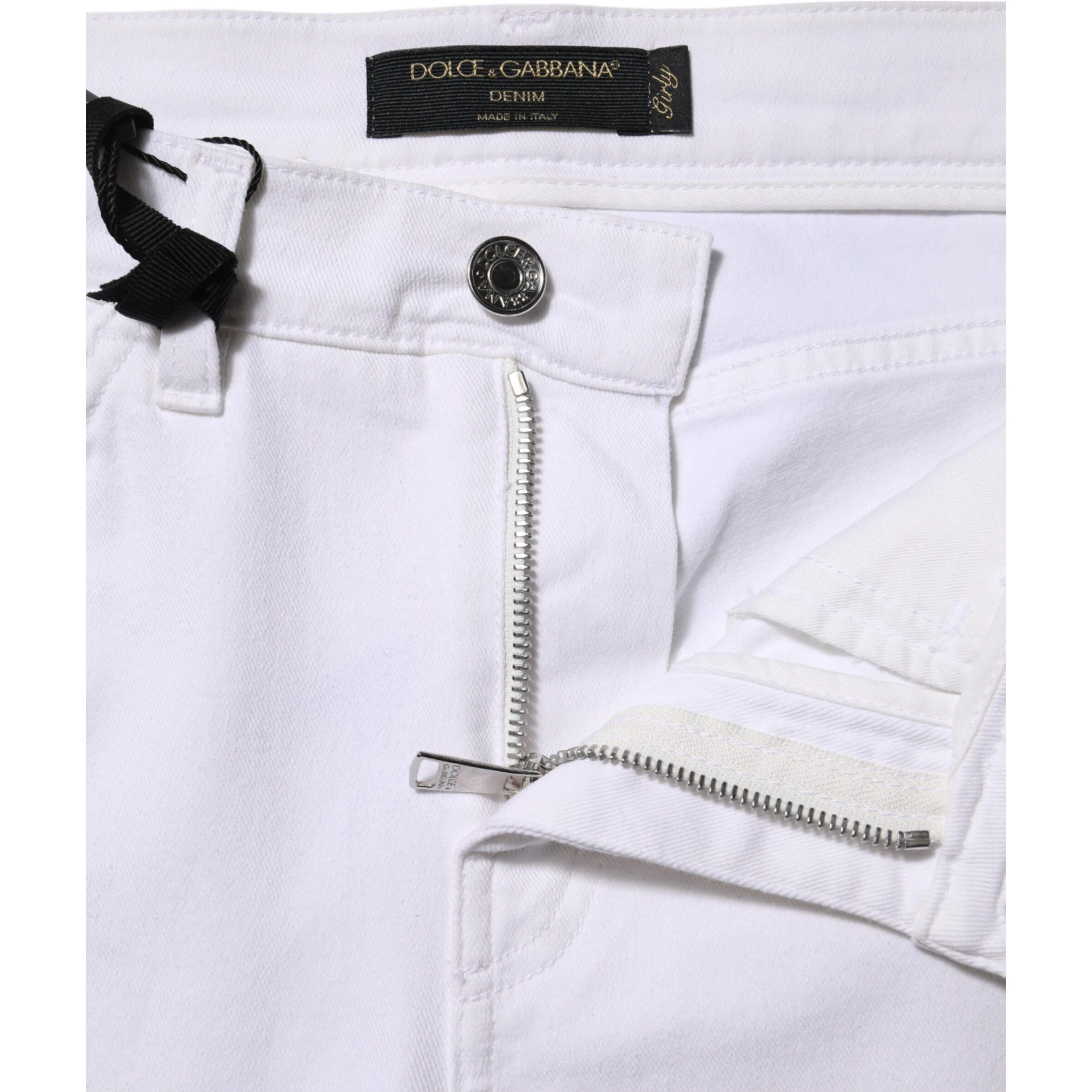 White Floral Sequined Embroid GIRLY Denim Jeans