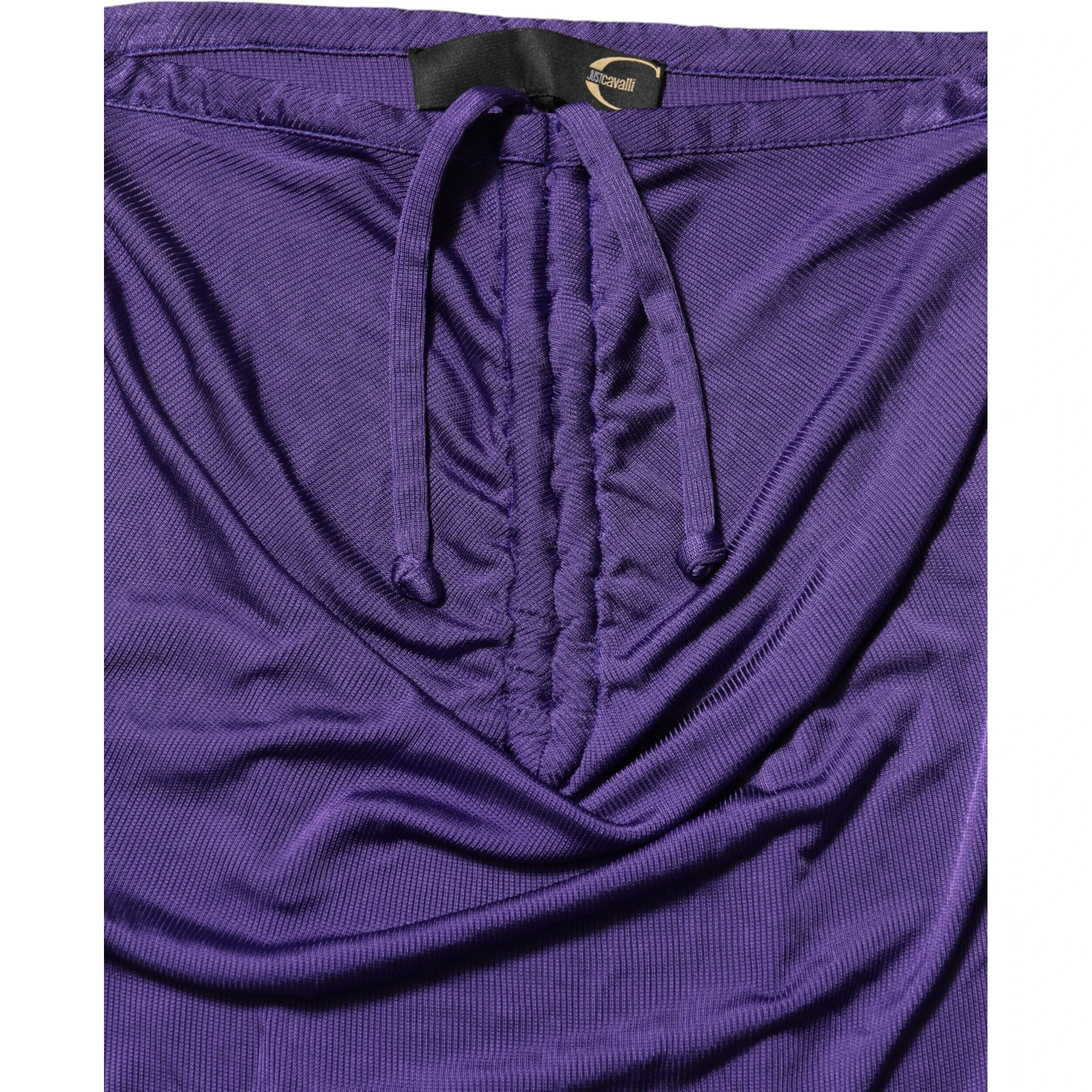 Purple Viscose Elastane Strapless Bodycon Dress