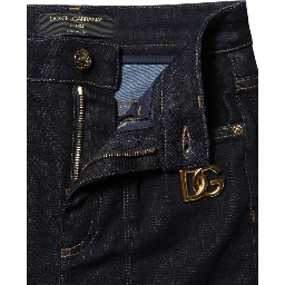 Blue Cotton High Waist Skinny Denim Jeans