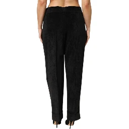 Black High Waist Straight Dress Trouser Pants