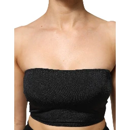 Black Nylon Blend Bandeau Strapless Tube Top