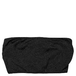 Black Nylon Blend Bandeau Strapless Tube Top