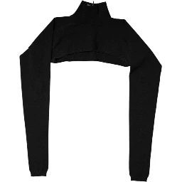 Black Viscose Turtle Neck Crop Pullover Top