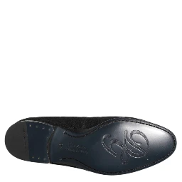 Black Brocade Crown Loafers Dress Shoes