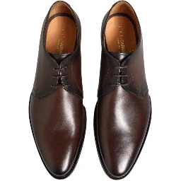 Brown Leather Lace Up Dress Men Derby Shoes